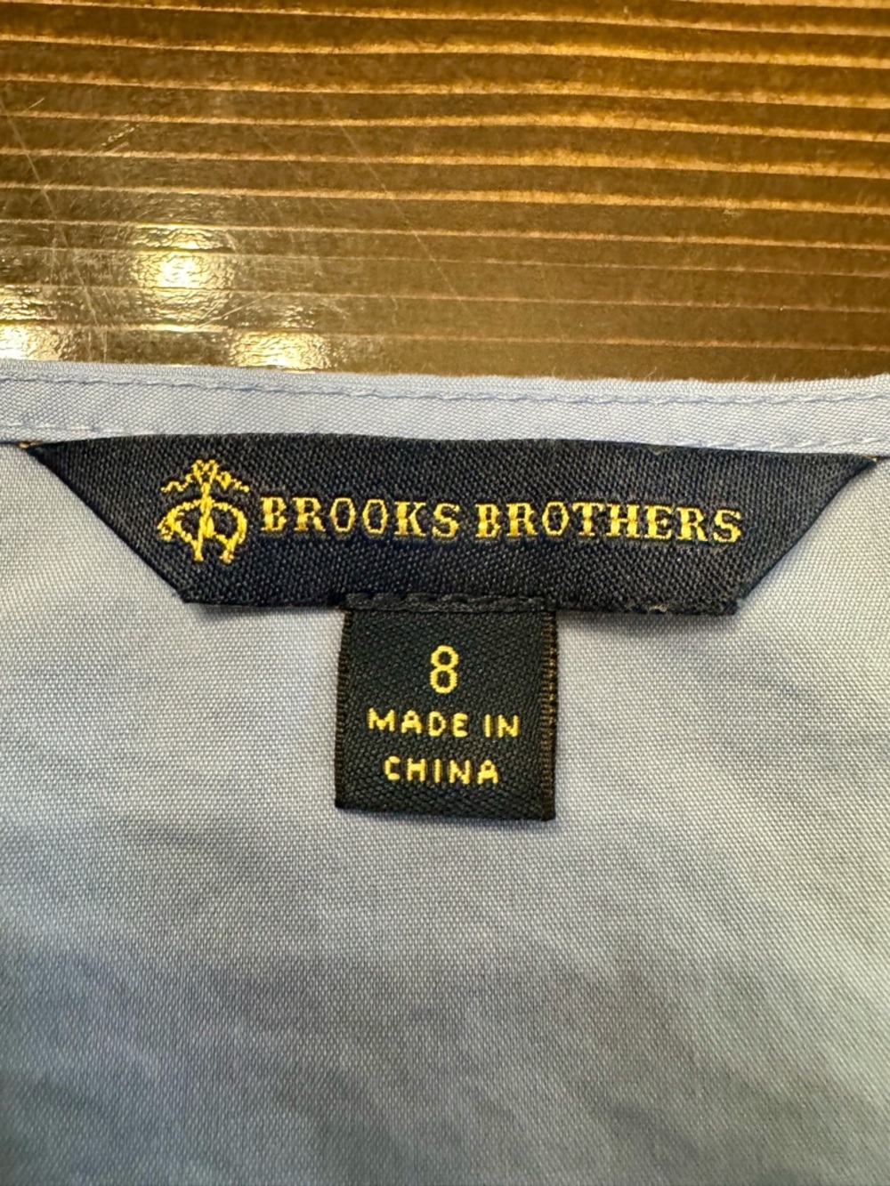 Brooks Brothers Light Blue Cotton Smocked Bell-Sleeve Top Size 8 - Picture 3 of 5
